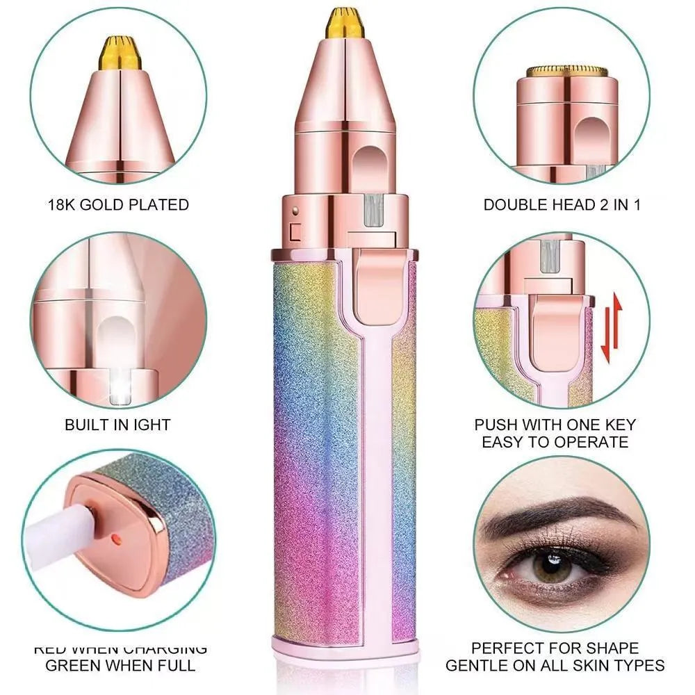 Rechargeable Women's Eyebrow Trimmer | Precision Facial Hair Remover | Pink ABS
