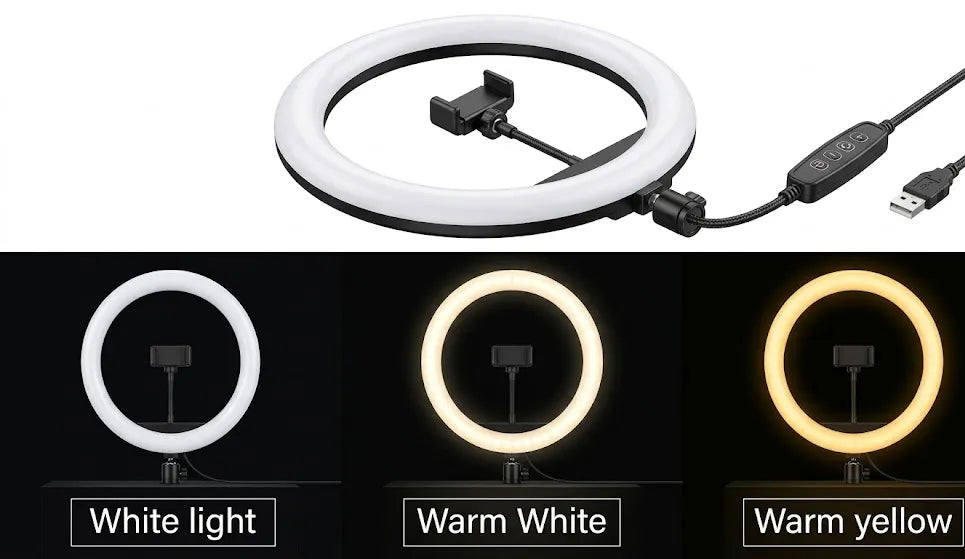 Portable Ring Light – Clip-On LED Light for Selfies, Makeup & Videos