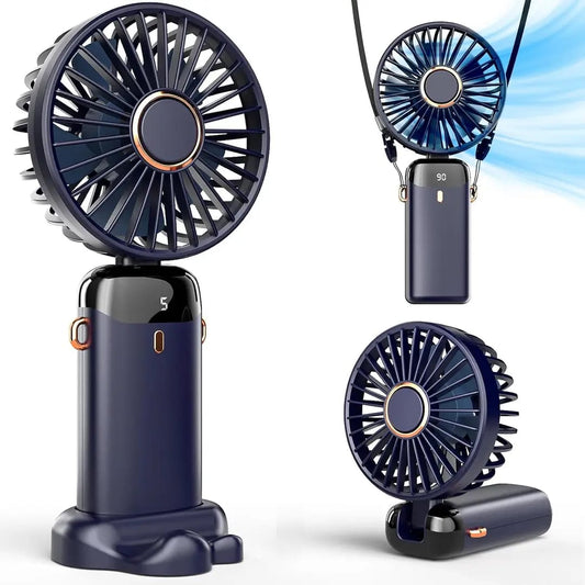 Foldable rechargeable mini fan - portable size comparison