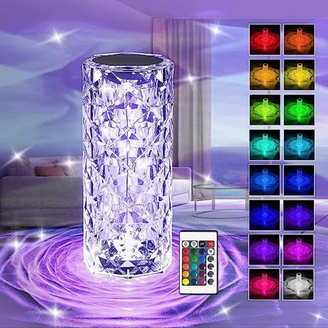 Crystal Rose Table Lamp RGB – Touch Dimmable Rechargeable