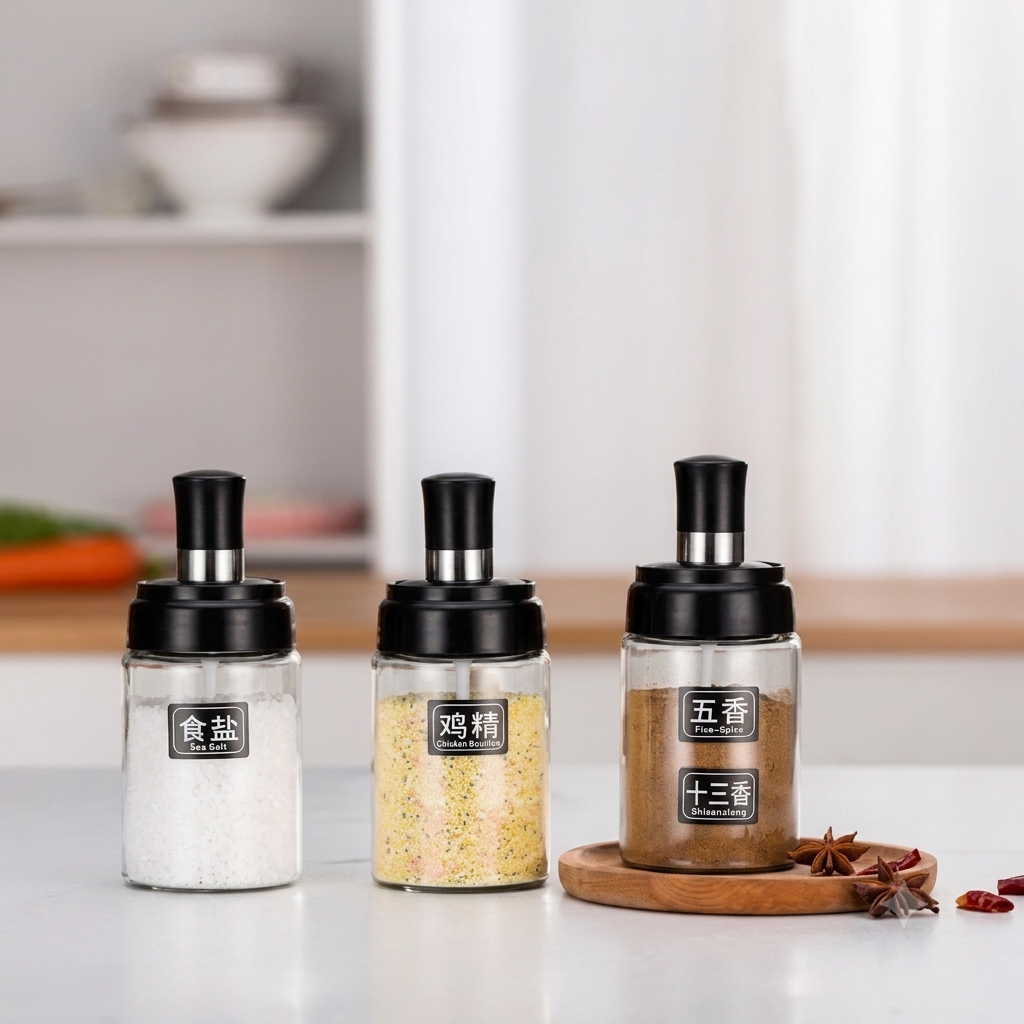 Premium 4-Piece Glass Oil & Spice Jar Set