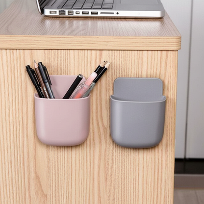 Wall Mounted Mobile Phone Charging Holder Set of 5 | Multi-Purpose Socket Organizer, Remote & Brush Holder | Plastic | Multiple Colors