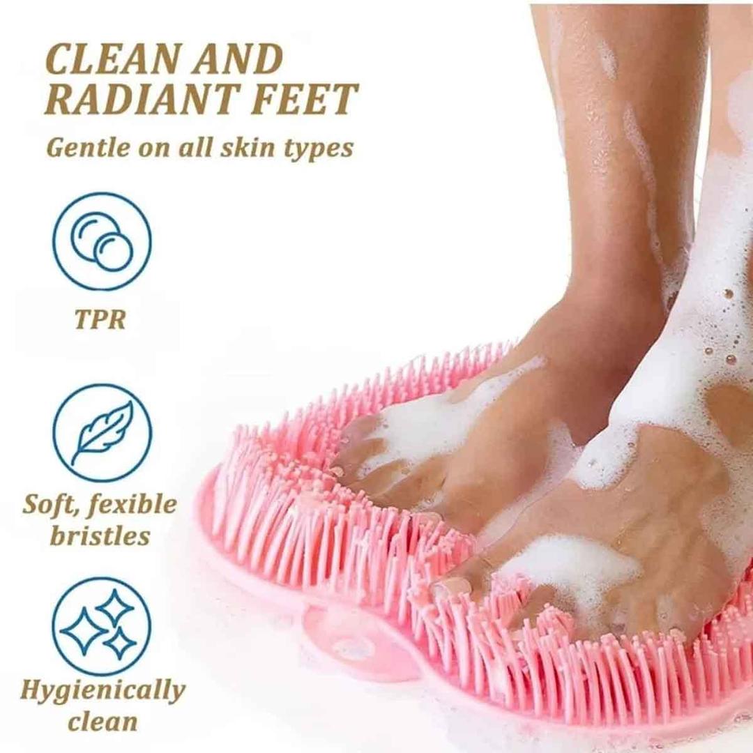 Pink Silicone Foot Scrubber Brush – 2-in-1