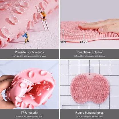 Pink Silicone Foot Scrubber Brush – 2-in-1