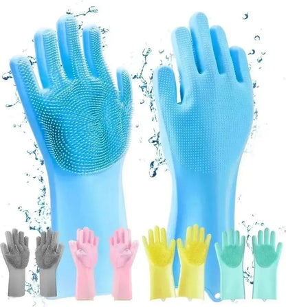 Mint Green Silicone Cleaning Gloves – 2-in-1