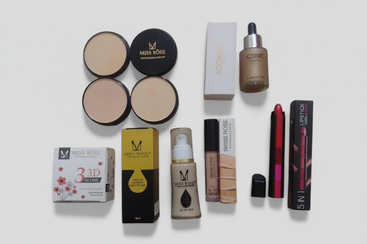 Complete Makeup Set with Foundation, Concealer, Lipstick & Beauty Blender | All-in-One Beauty Kit