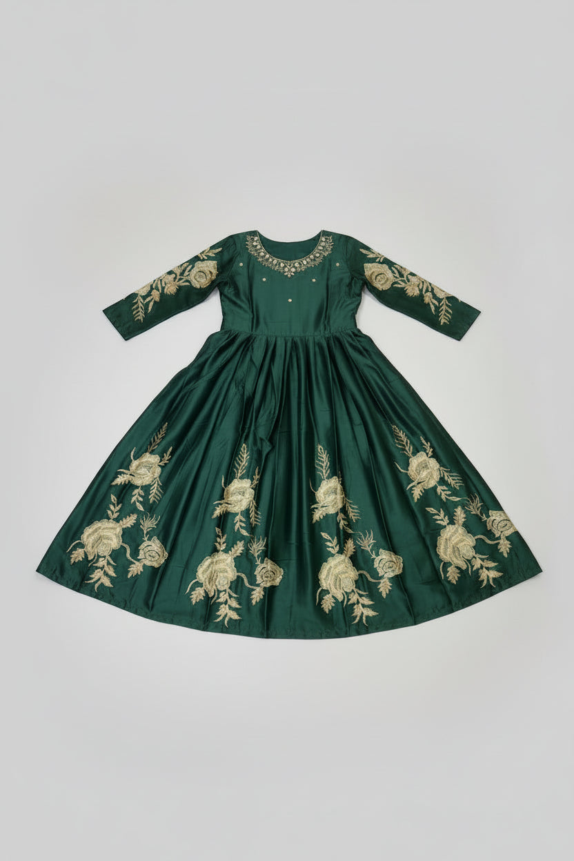 Green Embroidered 3-Piece Suit for Events & Functions