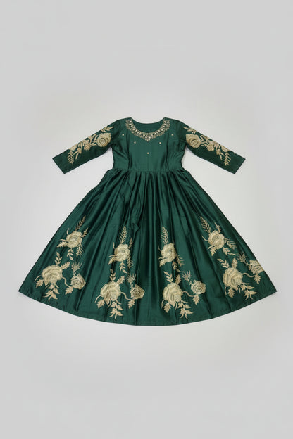 Green Embroidered 3-Piece Suit for Events & Functions