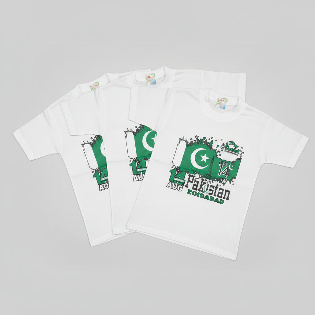 Pakistan Independence Day T-Shirt White Polyester Kids Adults Homiefy
