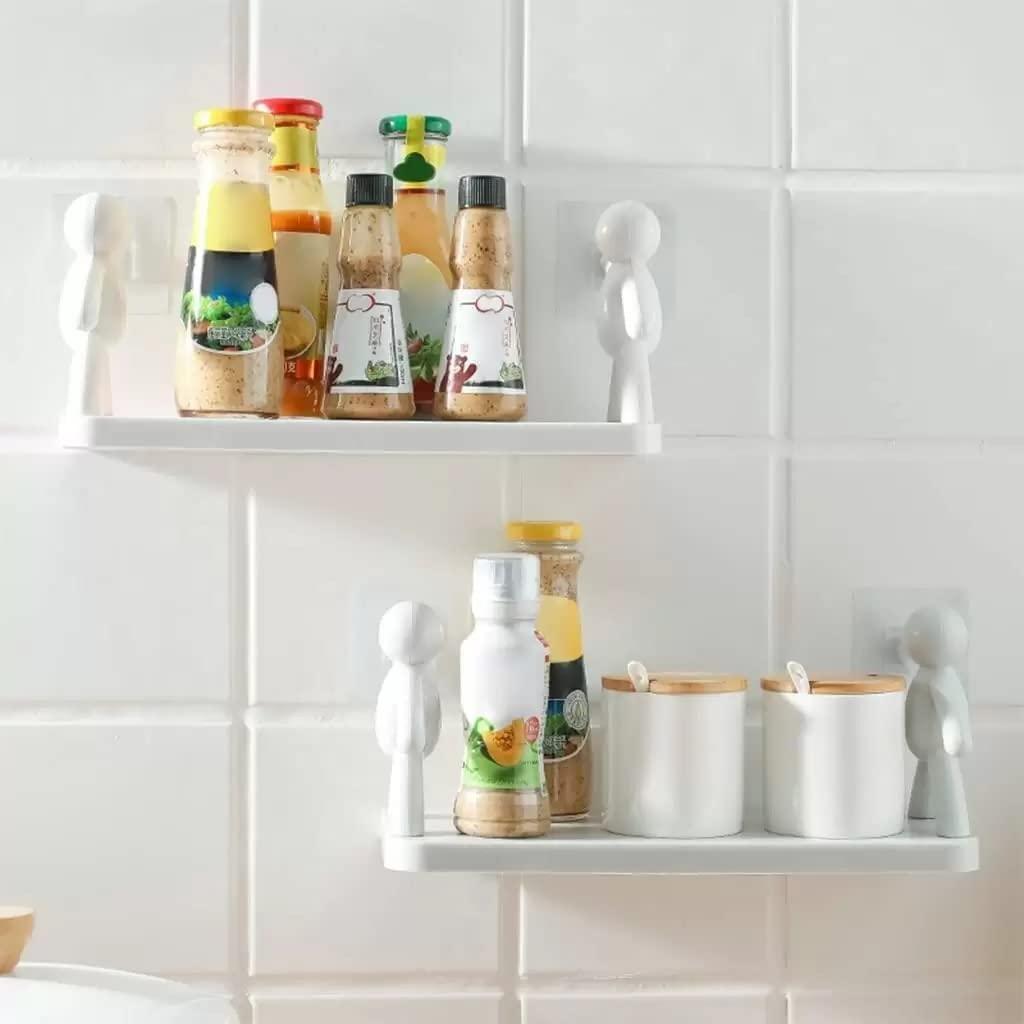 White Bathroom Organizer with Human Shape Supports Set of 2