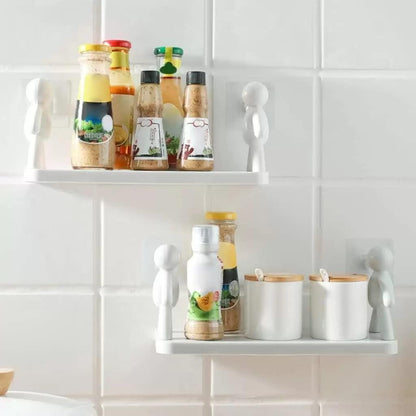 White Bathroom Organizer with Human Shape Supports Set of 2