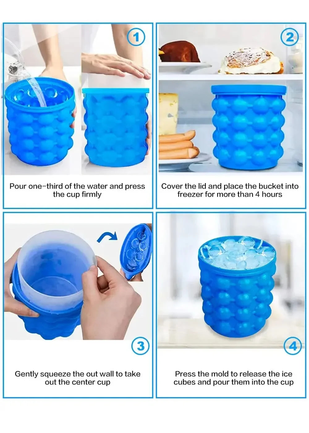 Silicone Ice Cube Maker Bucket – Portable 2-in-1 Wine Chiller