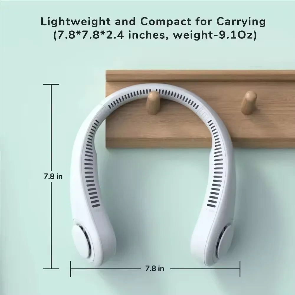 Bladeless Hanging Neck Fan – Portable 3-Speed Cooling