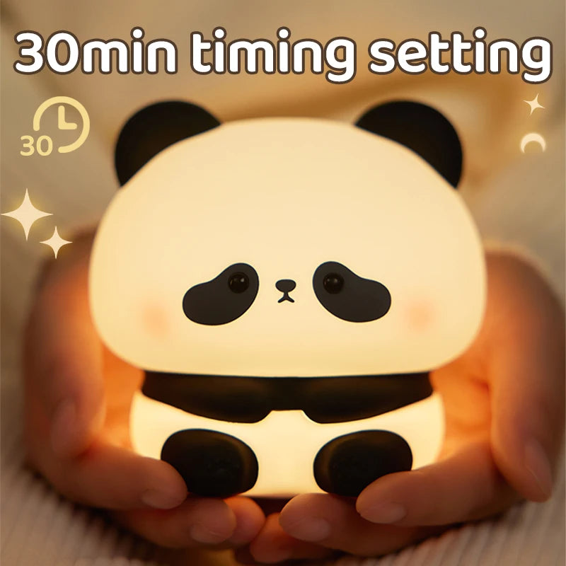 Panda LED Night Light – Soft Silicone USB Bedside Lamp