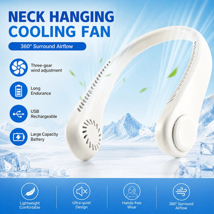 Bladeless Hanging Neck Fan – Portable 3-Speed Cooling