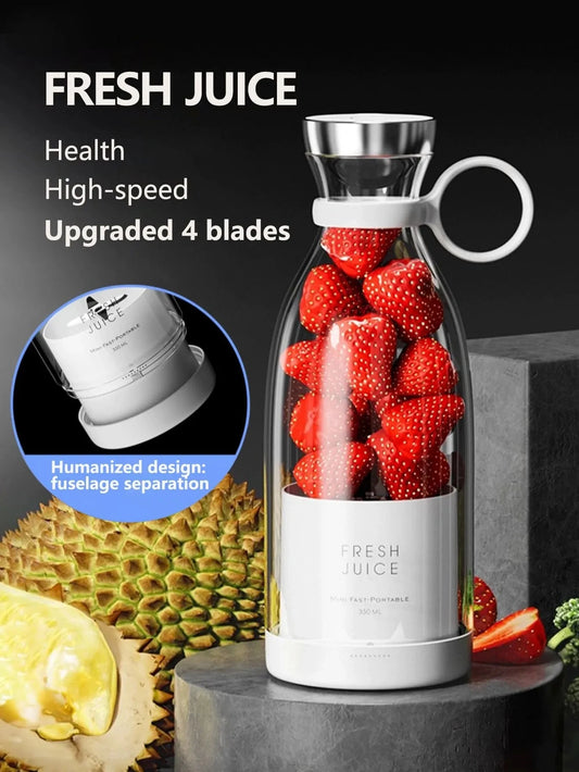 Wireless Portable Juicer Blender Cup – 4-Blade Mini Mixer