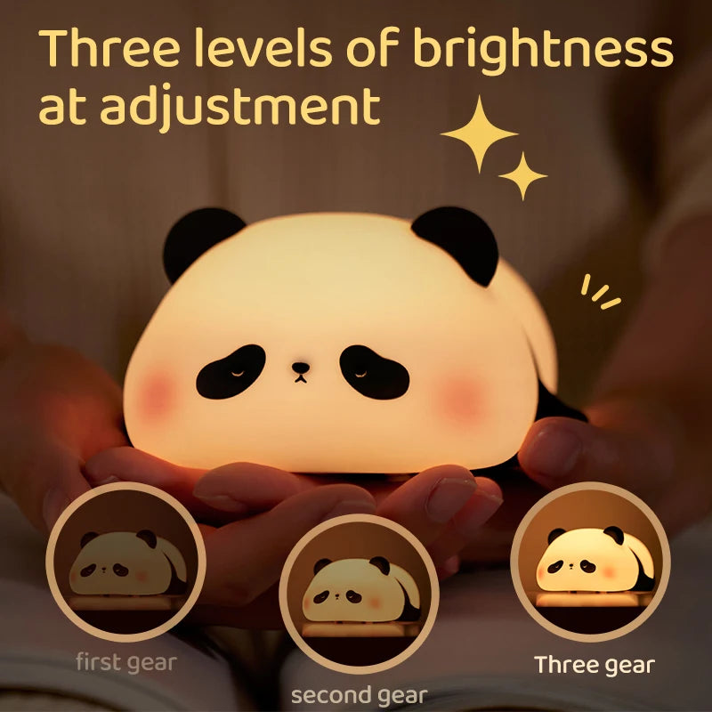 Panda LED Night Light – Soft Silicone USB Bedside Lamp