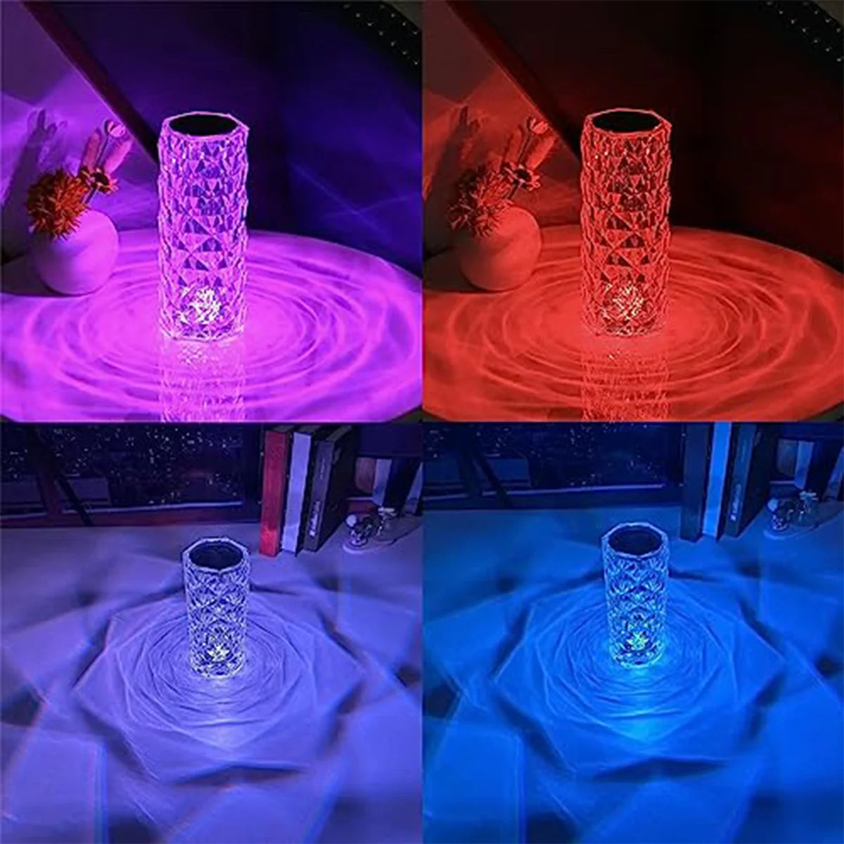 Crystal Rose Table Lamp RGB – Touch Dimmable Rechargeable