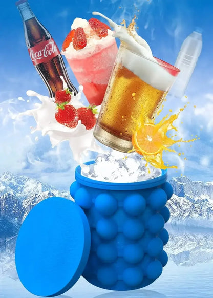 Silicone Ice Cube Maker Bucket – Portable 2-in-1 Wine Chiller