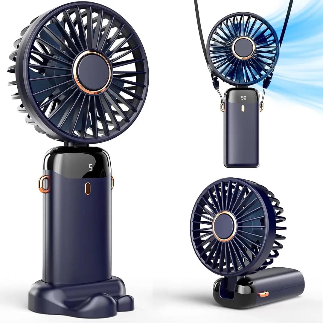 Foldable rechargeable mini fan - portable size comparison