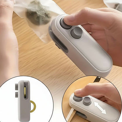 Rechargeable 2-in-1 Mini Bag Sealer & Cutter | Portable Heat Sealer for Food Storage
