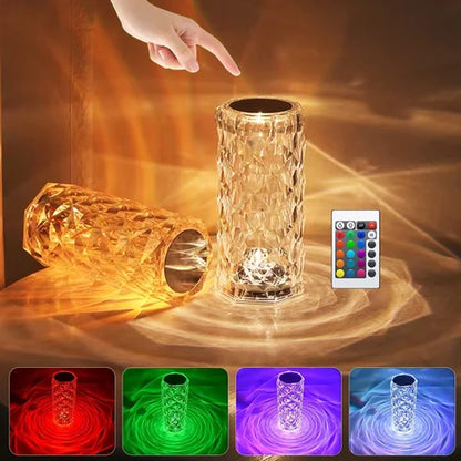 Crystal Rose Table Lamp RGB – Touch Dimmable Rechargeable