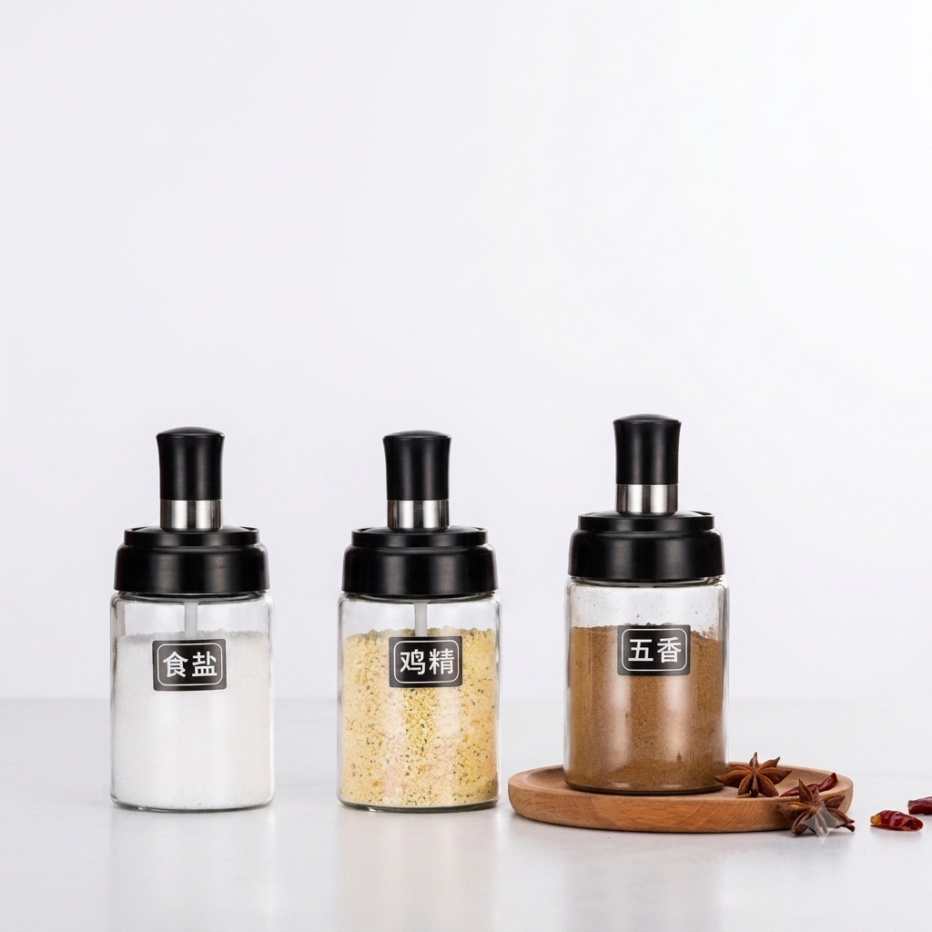 Premium 4-Piece Glass Oil & Spice Jar Set