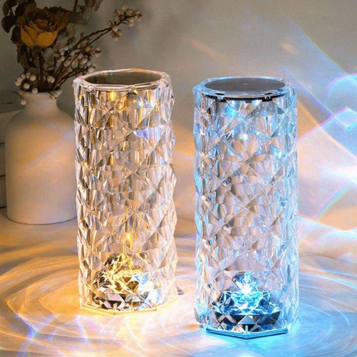 Crystal Rose Table Lamp RGB – Touch Dimmable Rechargeable