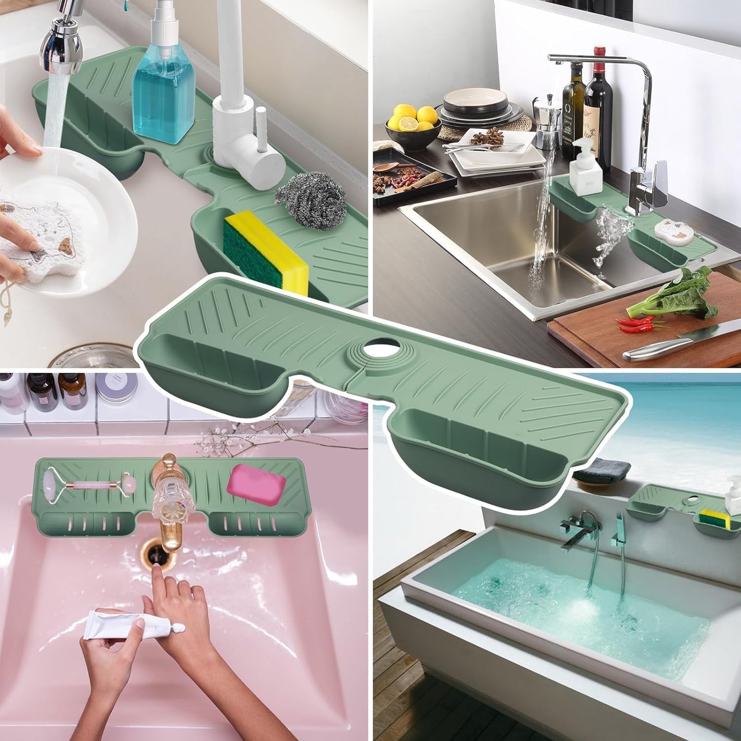Silicone Faucet Splash Guard Mat – Sink Tray & Soap Holder