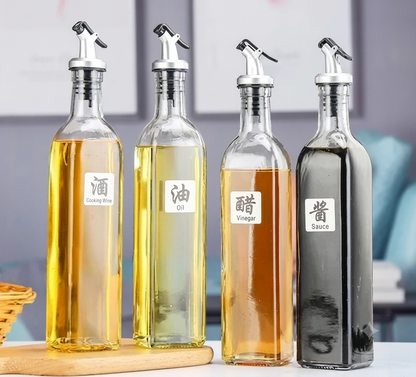 Premium 4-Piece Glass Oil & Spice Jar Set