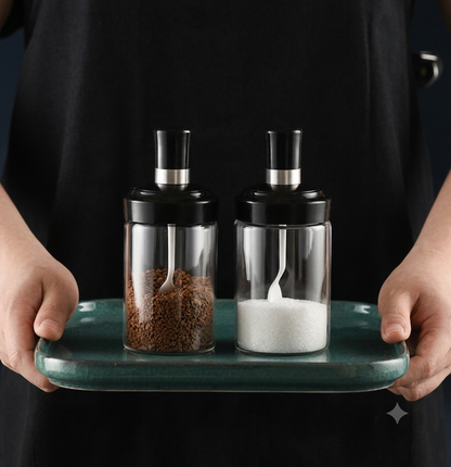 Premium 4-Piece Glass Oil & Spice Jar Set