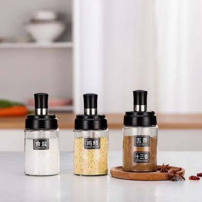 Premium 4-Piece Glass Oil & Spice Jar Set